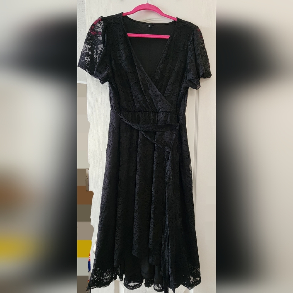 Torrid Size 00 Black Mini Lace Wrap Dress - New Without Tags